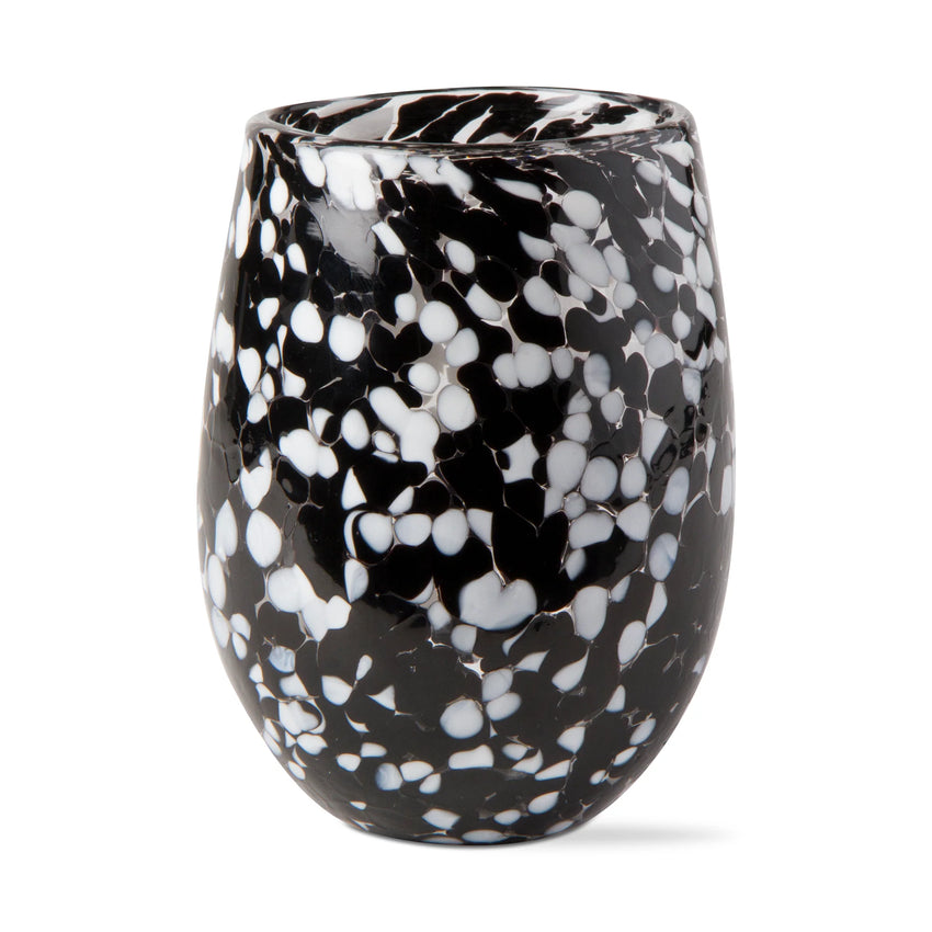 Confetti Stemless Wine Glass - Black & White