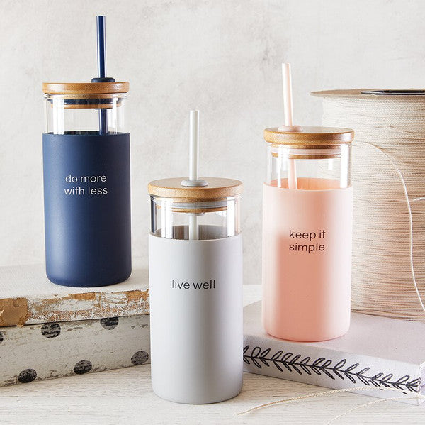 Glass Tumbler - Do More With Less - Iced Coffee Tumbler