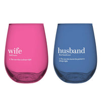 Husband + Wife - Stemless Wine Glasses - 20 oz