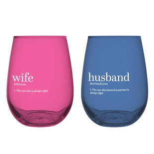 Husband + Wife - Stemless Wine Glasses - 20 oz