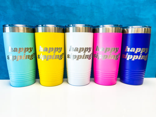 InBooze Happy Sipping - Stainless Pint Glass - Perfect for coffee, cocktails or whatever!