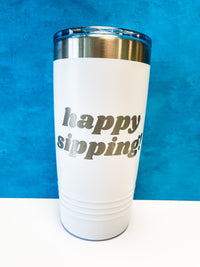 InBooze Happy Sipping - Stainless Pint Glass - Perfect for coffee, cocktails or whatever!