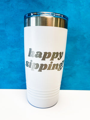 InBooze Happy Sipping - Stainless Pint Glass - Perfect for coffee, cocktails or whatever!