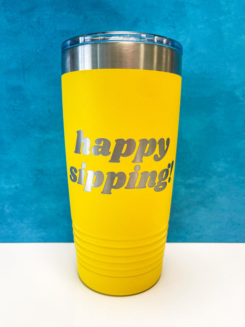 InBooze Happy Sipping - Stainless Pint Glass - Perfect for coffee, cocktails or whatever!