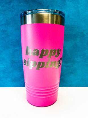 InBooze Happy Sipping - Stainless Pint Glass - Perfect for coffee, cocktails or whatever!