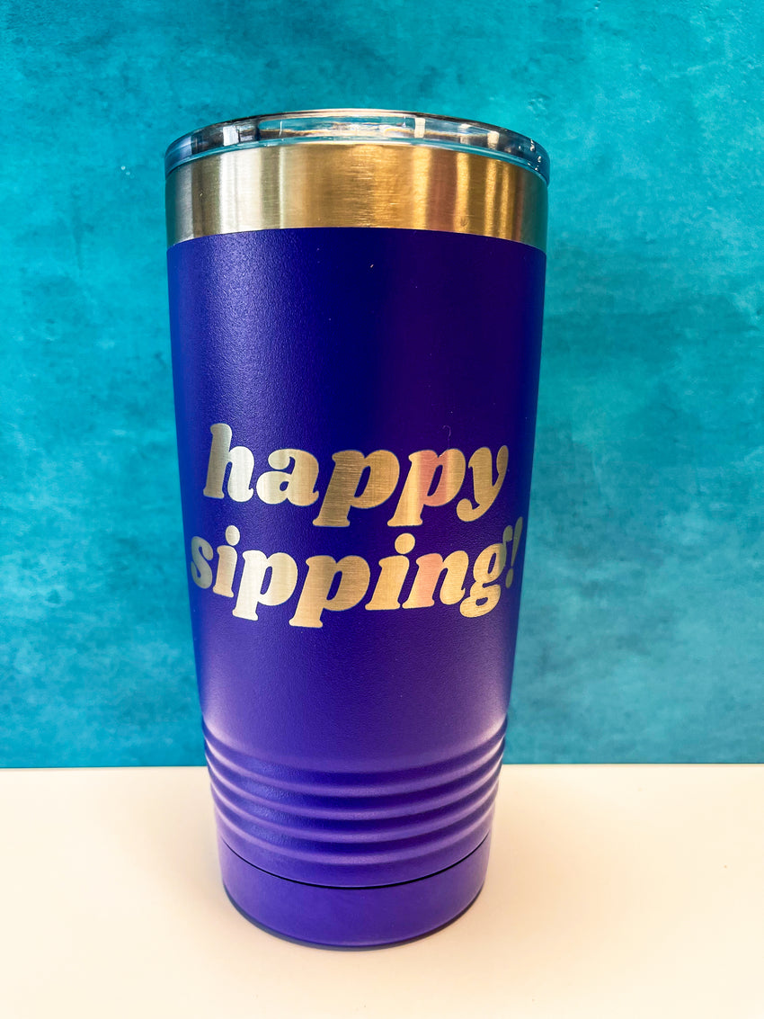 InBooze Happy Sipping - Stainless Pint Glass - Perfect for coffee, cocktails or whatever!