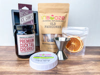 Whiskey lovers gift box from InBooze with an alcohol infusion kit, boozy cherries and more! Made in Michigan.