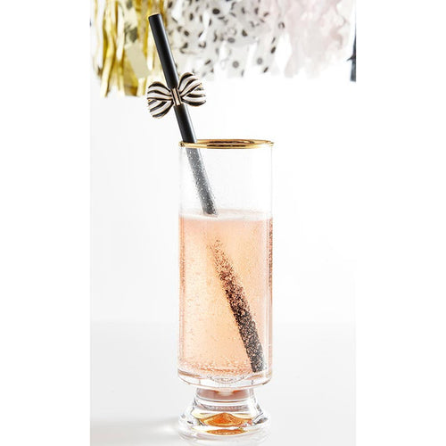 Matte Black Bow Stainless Cocktail Straw
