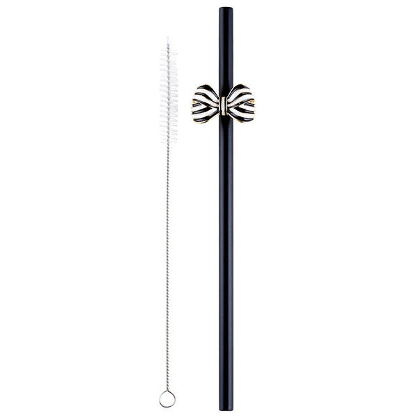 Matte Black Bow Stainless Cocktail Straw