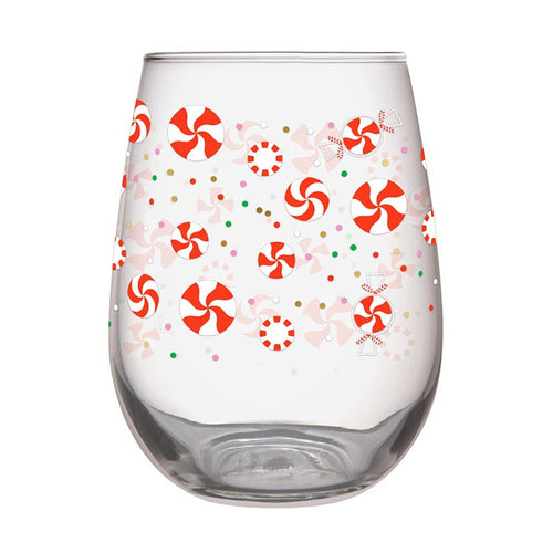 Stemless Wine Glass - Peppermint Snow - 20oz