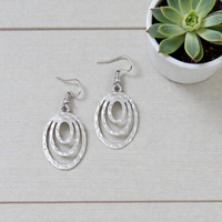 Stainless Steel Hammered Oval Earrings
