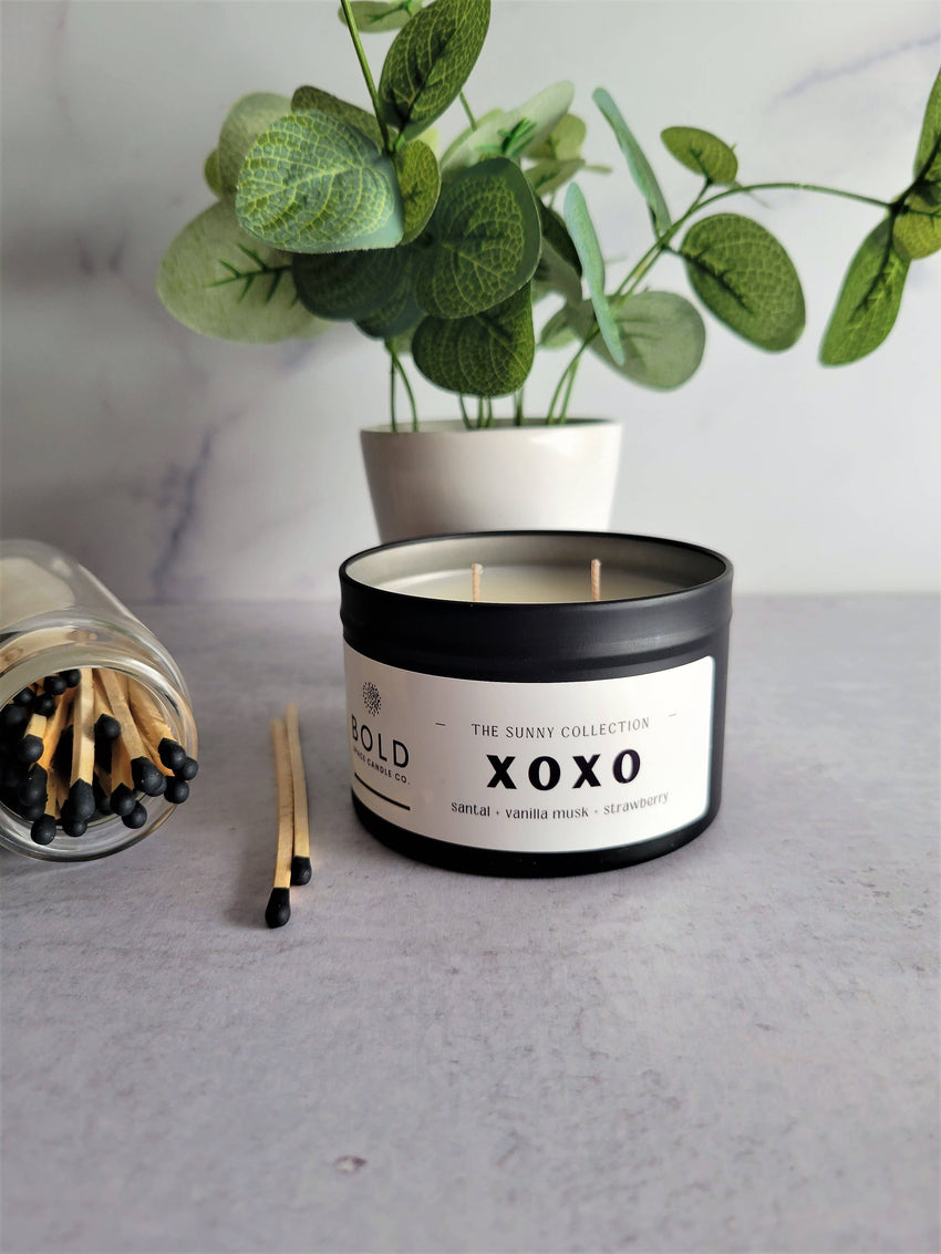 XOXO- Black Santal + Musk + Strawberries- 6 oz. Soy Candle