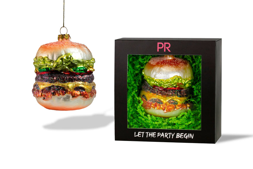 Party Rock | Double Cheeseburger Glass Ornament