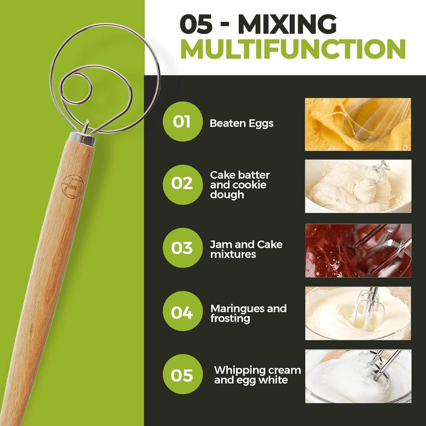 Premium Original Danish Dutch Whisk - Sourdough Making Supplies