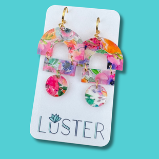 Acrylic Floral Statement Earrings