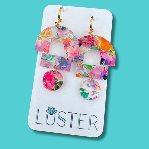 Acrylic Floral Statement Earrings