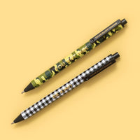 Gel Pen Set - Camouflage + Gray Gingham - 2 Piece Set