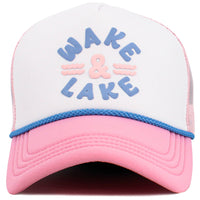 WAKE and LAKE Letter Foam Trucker Hat Mesh Cap