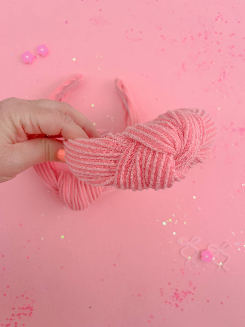 Sunkist Coral Ribbed Knotted Headband