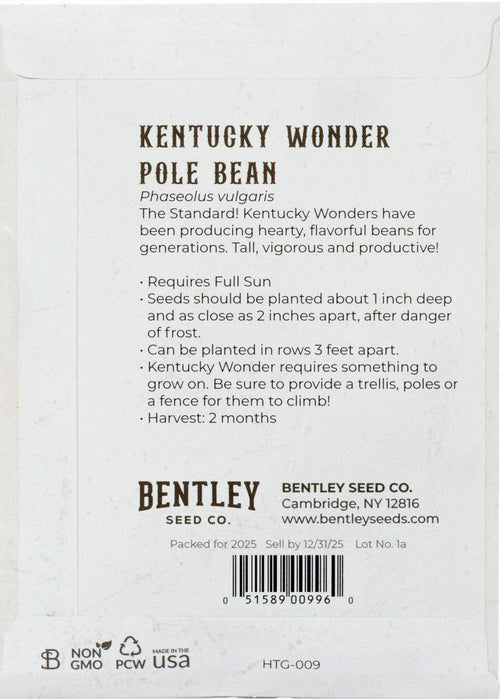 For the Garden | Seed Packets Beans-Kentucky Wonder Pole Bean 1850