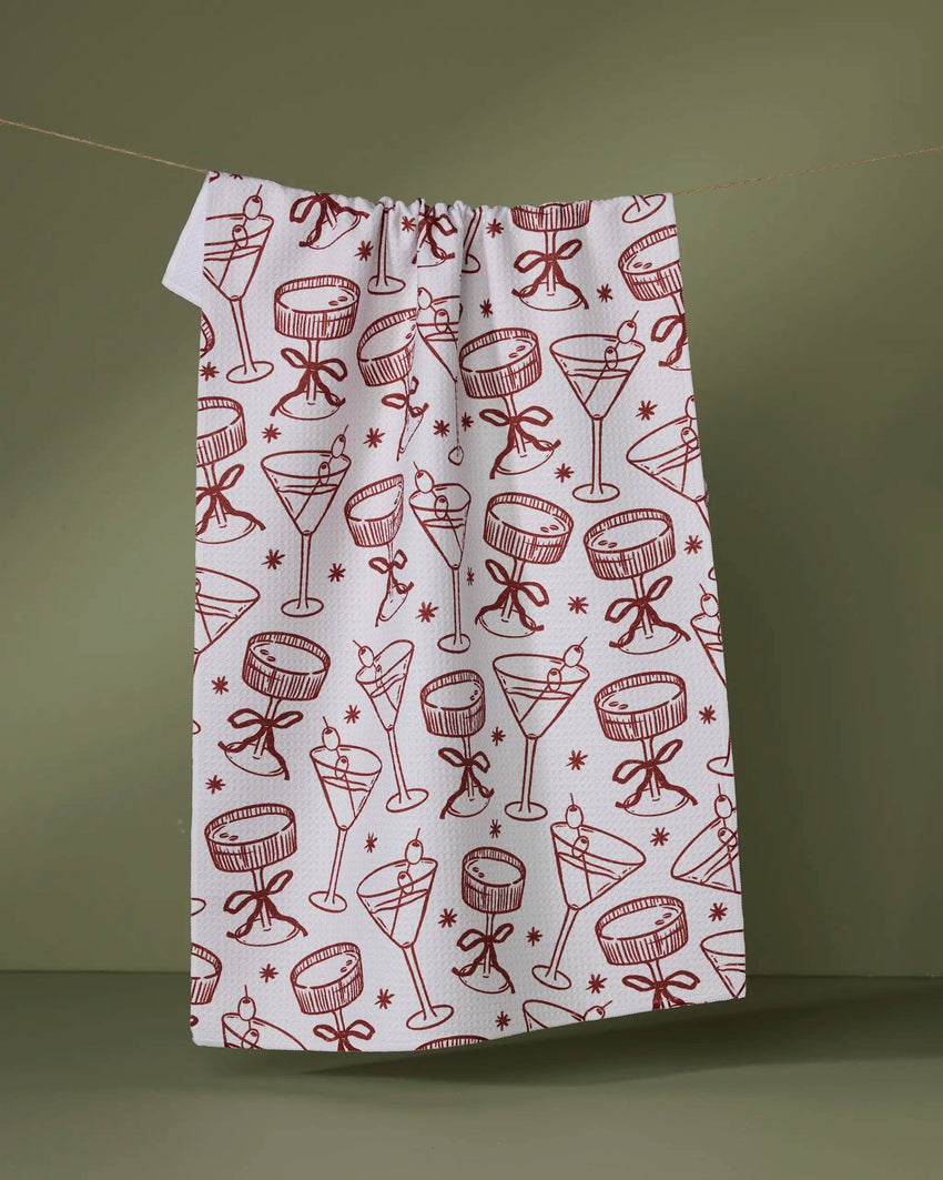 Soiree Tea Towel - Coupe Glass Cocktail Holiday Towel