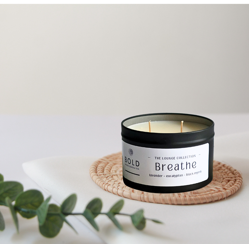 Breathe- Black Lavender & Eucalyptus - 6 oz. Soy Candle Tin
