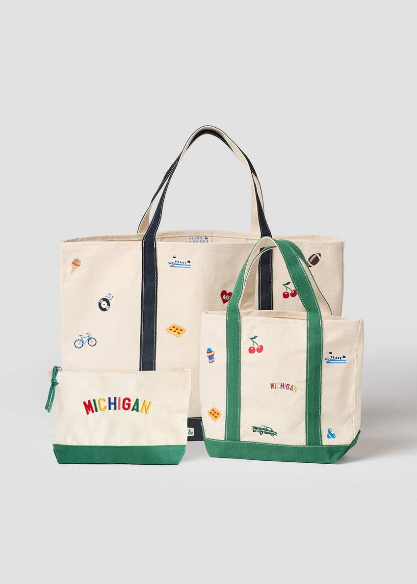 Michigan Gifts | Michigan Icons Embroidered Pouch