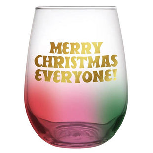 Holiday Stemless Wine Glass-Merry Xmas Everyone
