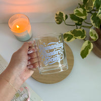 Romantasy Reader Society Bookish Glass Mug - Aesthetic Clear Mug for Coffee & Book Lovers
