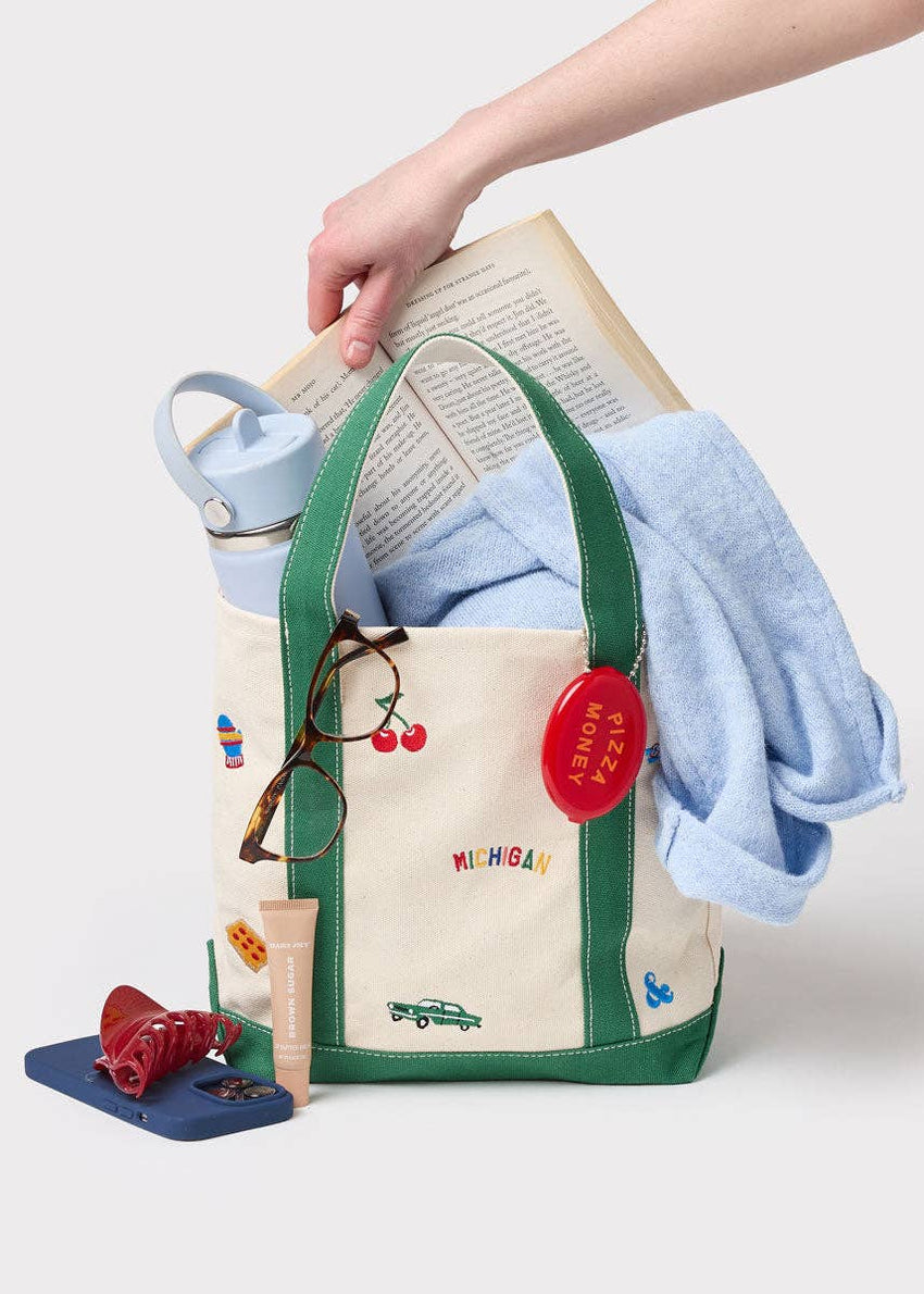 Michigan Gifts | Michigan Icons Small Embroidered Tote