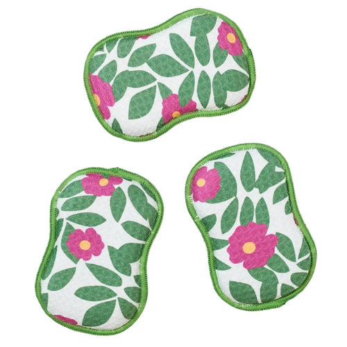 RE:usable Sponges (Set of 3) - Fun Summer Beach Roses Pattern