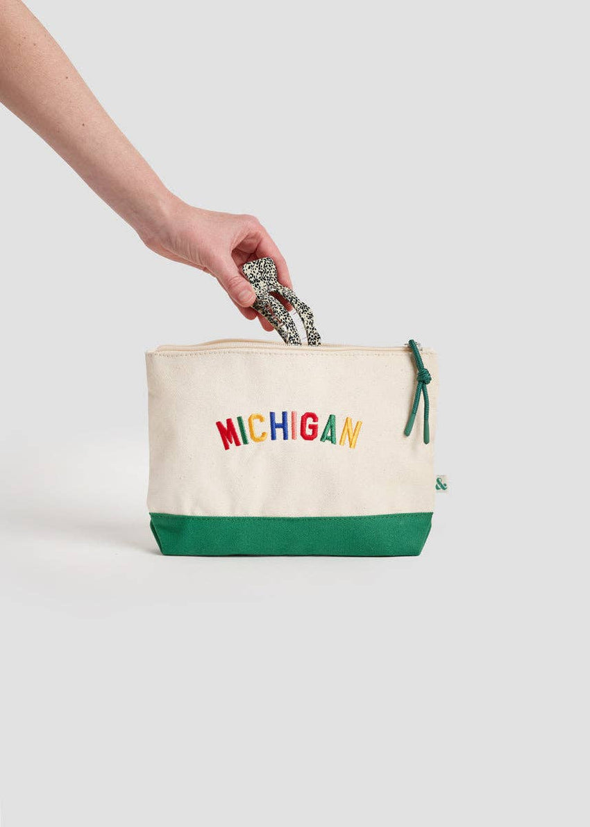 Michigan Gifts | Michigan Icons Embroidered Pouch