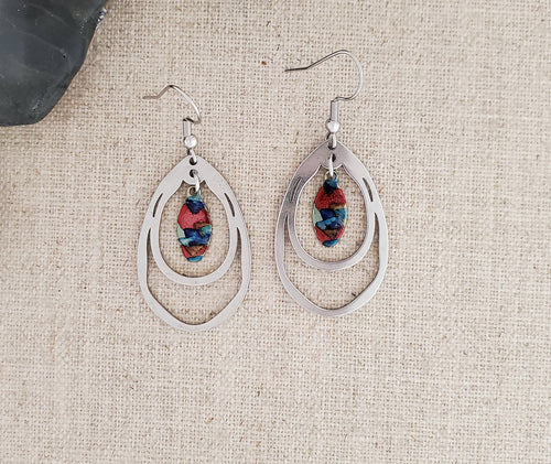 Alcohol Ink Stainless Steel Double Hoop Earrings