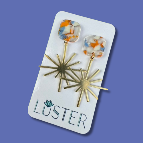 Brass Starburst Unique Lightweight Statement Earrings