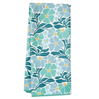 Anywhere Towel Reversible - Teal + Blue Spring Floral Pattern