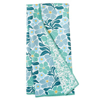 Anywhere Towel Reversible - Teal + Blue Spring Floral Pattern