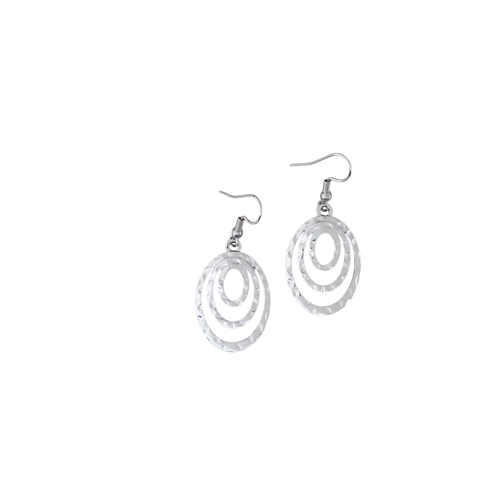 Stainless Steel Hammered Oval Earrings
