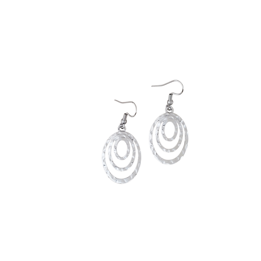 Stainless Steel Hammered Oval Earrings