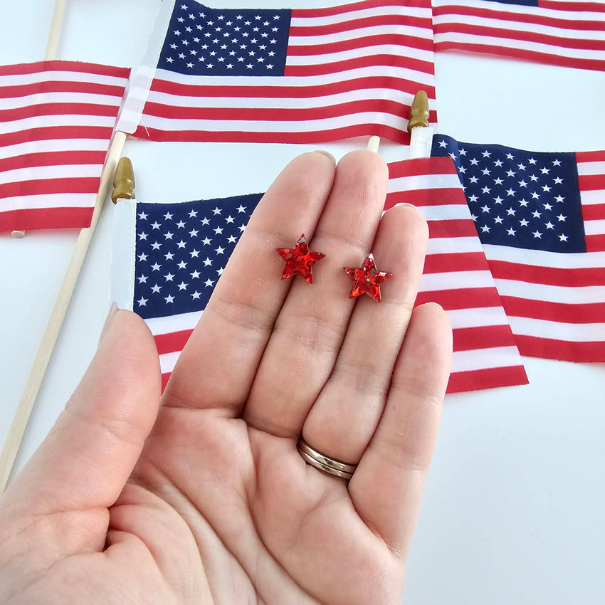 Star Studs - Red Glitter // Earrings