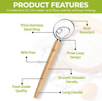 Premium Original Danish Dutch Whisk - Sourdough Making Supplies