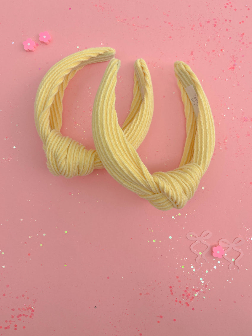 Butter Yellow Ribbed Knotted Headband