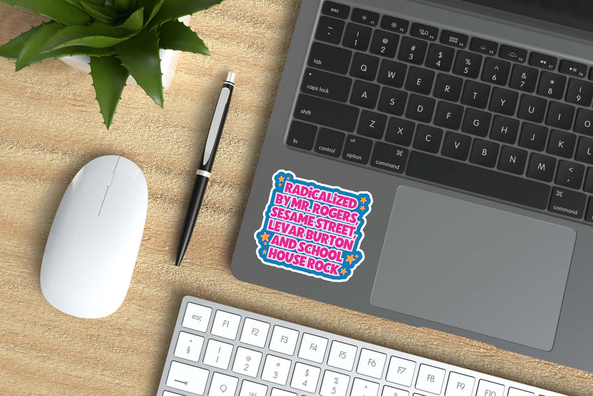Radicalized by Mr. Rogers Sticker | Funny Nostalgic Vinyl Decal for 80s & 90s Kids