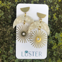 Crescent Moon Starburst Dangle Unique Statement Earrings
