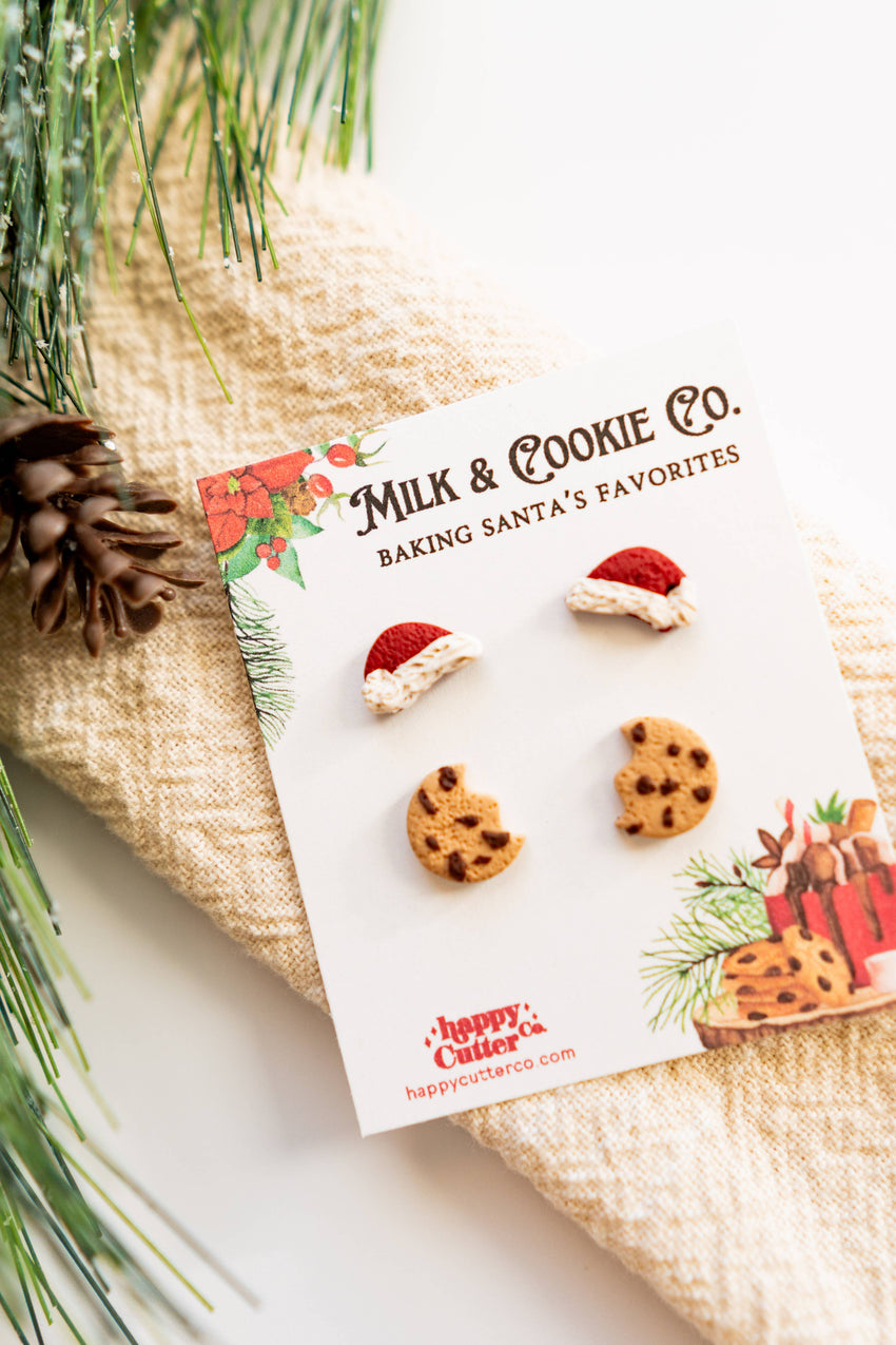 Fun Holiday Studs | Santa's Milk and Cookies Christmas Studs