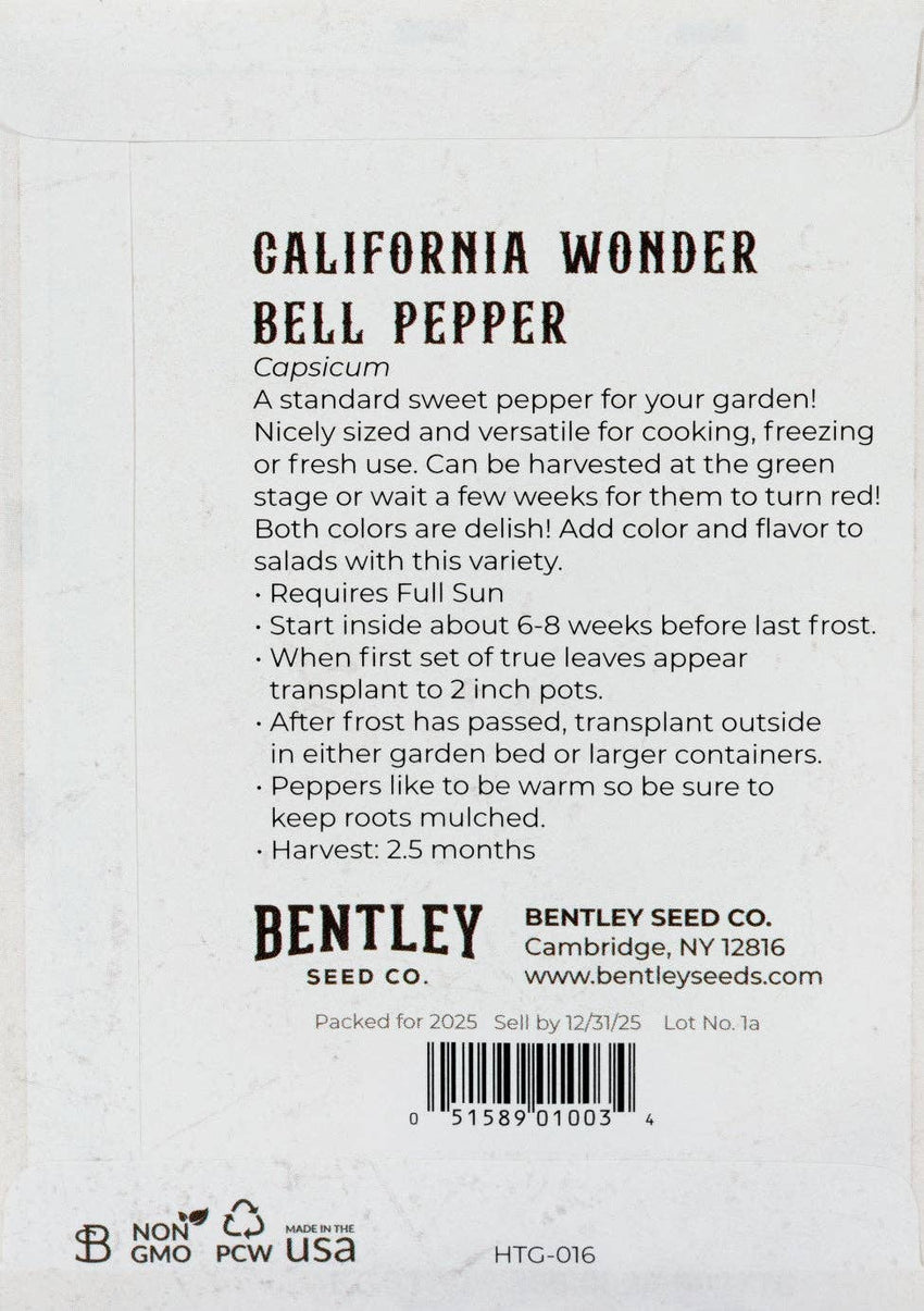 For the Garden | Seed Packets Pepper-California Wonder 1928