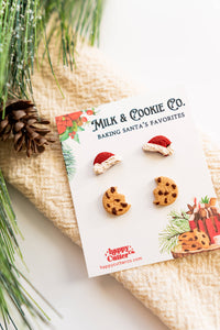 Fun Holiday Studs | Santa's Milk and Cookies Christmas Studs