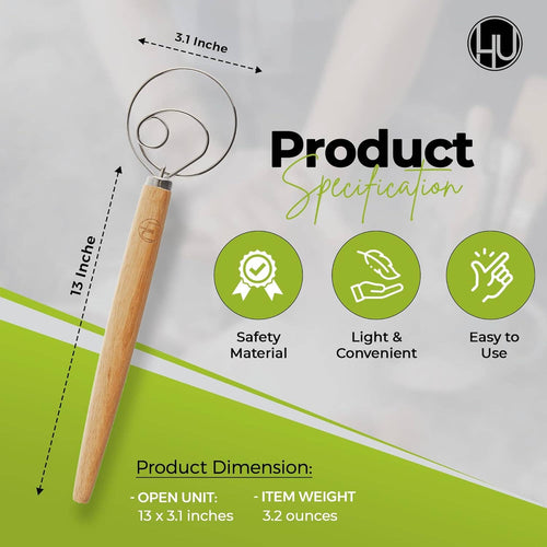 Premium Original Danish Dutch Whisk - Sourdough Making Supplies