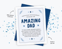 Amazing Dad Certificate Card - Father's Day Card, Amazing Dad, Award, Certificate Card