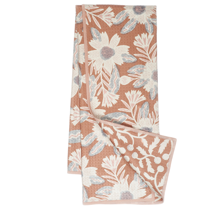 Anywhere Towel Reversible - Cream and Tan Floral Design - Jen Owens Pauline