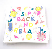 Funny Cocktail Napkins | Sip Back and Relax - Foil  - 20ct